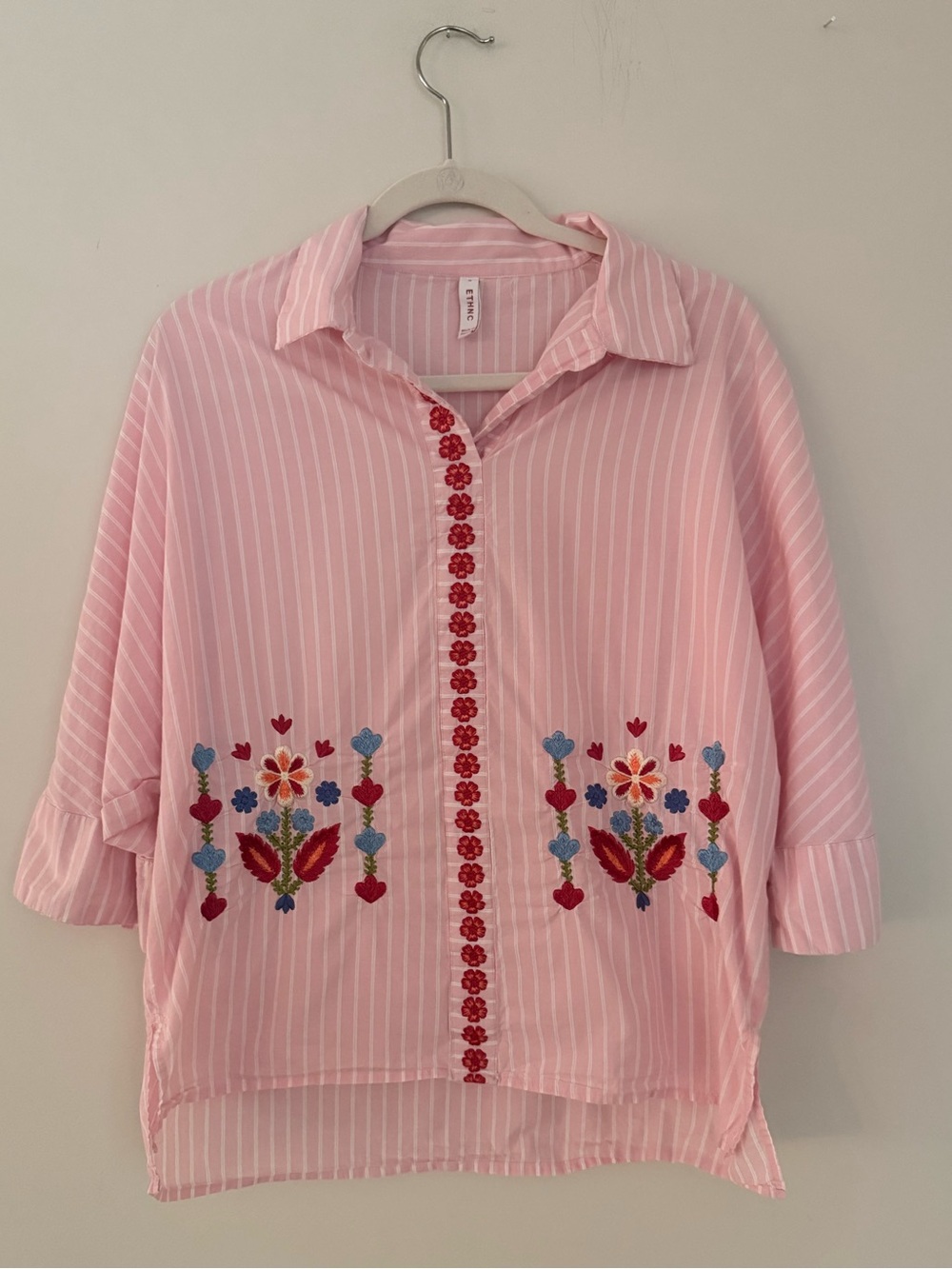 ETHNC Embroidered Blouse Cottagecore 100% Cotton Size M